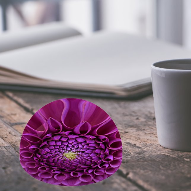 Purple Ball Dahlia Floral Paperweight (In Situ)