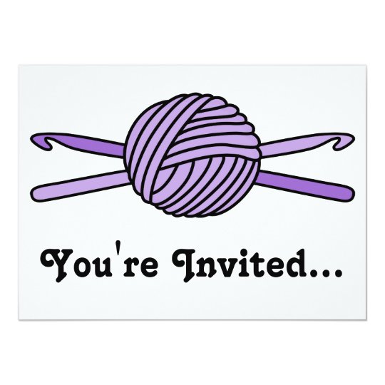 Purple Ball of Yarn & Crochet Hooks Card