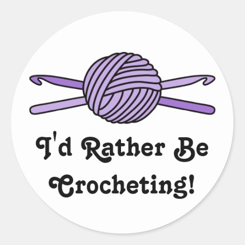 Purple Ball of Yarn  Crochet Hooks Classic Round Sticker