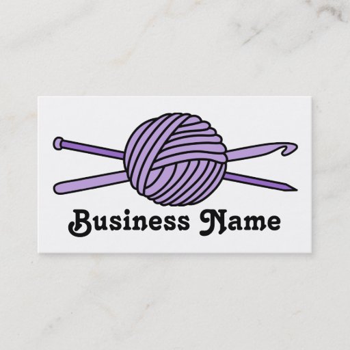 Customizable Purple Ball of Yarn (Knit &amp; Crochet) Business Cards