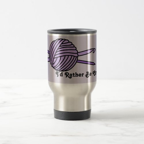 Purple Ball of Yarn Knit  Crochet Travel Mug