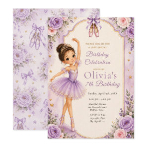 Purple Ballerina Birthday Party Invitation