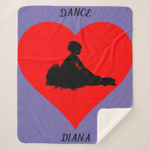 Purple Ballerina blanket with a red heart.
