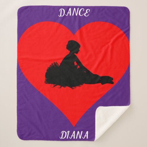Purple Ballerina blanket with a red heart