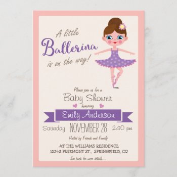 Purple Ballerina  Girl Baby Shower Invitation by Card_Stop at Zazzle