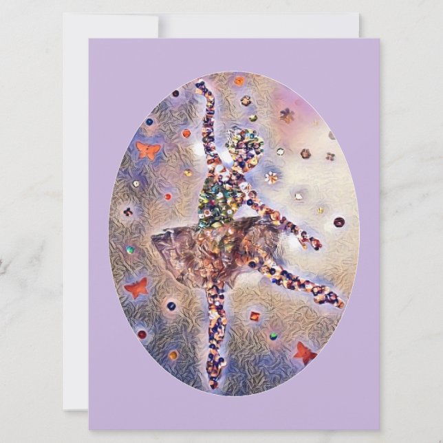 Purple Ballerina Sugar Plum Fairy Cute Dancer Save The Date (Front)