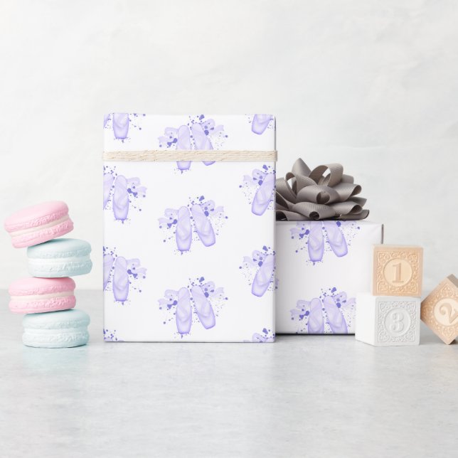 Purple Ballet Birthday Pointe Shoes Wrapping Paper (Baby Shower)