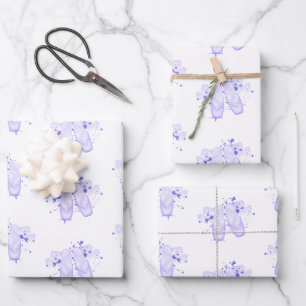 Purple Ballet Birthday Pointe Shoes Wrapping Paper Sheets