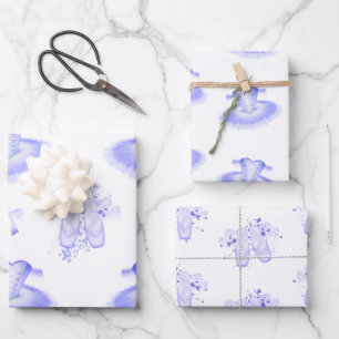 Purple Ballet Birthday Tutu & Pointe Shoes Wrapping Paper Sheets