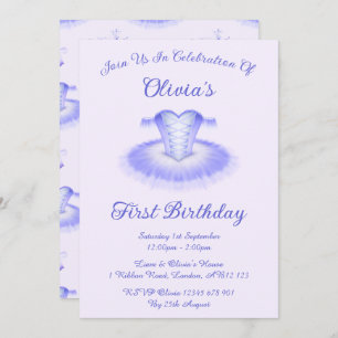 Purple Ballet Birthday Tutu Watercolour Invitation