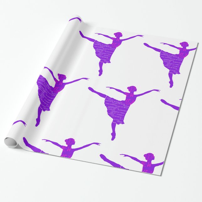Purple Ballet Dancer Wishes Wrapping Paper (Unrolled)