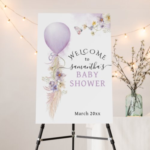 Purple Balloon Bloom Wildflower Baby Shower Foam Board