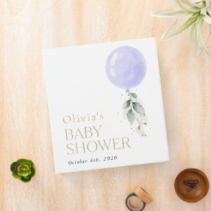 Purple Balloon, Eucalyptus, Greenery, Baby Shower 3 Ring Binder