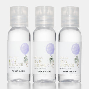 Purple Balloon, Eucalyptus, Greenery, Baby Shower Hand Sanitizer