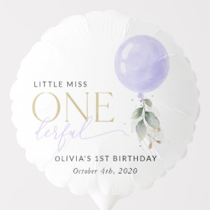 Purple Balloon, Greenery, Foliage, First Birthday Balloon
