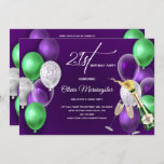 Purple Balloons 21st Birthday Photo  Invitation