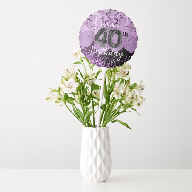 Purple Balloons and Glitter Birthday  (Vase)