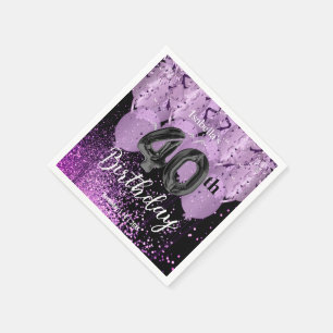 Purple Balloons and Glitter Birthday Napkins