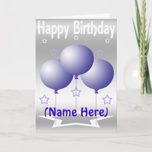 Purple Balloons and Stars Card (Front)