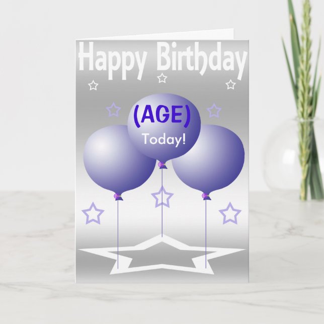 Purple Balloons and Stars Card (Front)