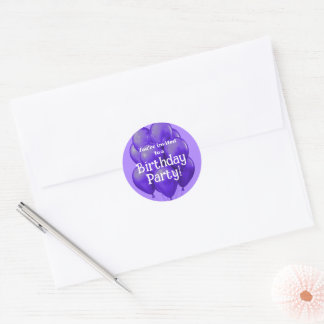 Purple Balloons Birthday Party Envelope Seal