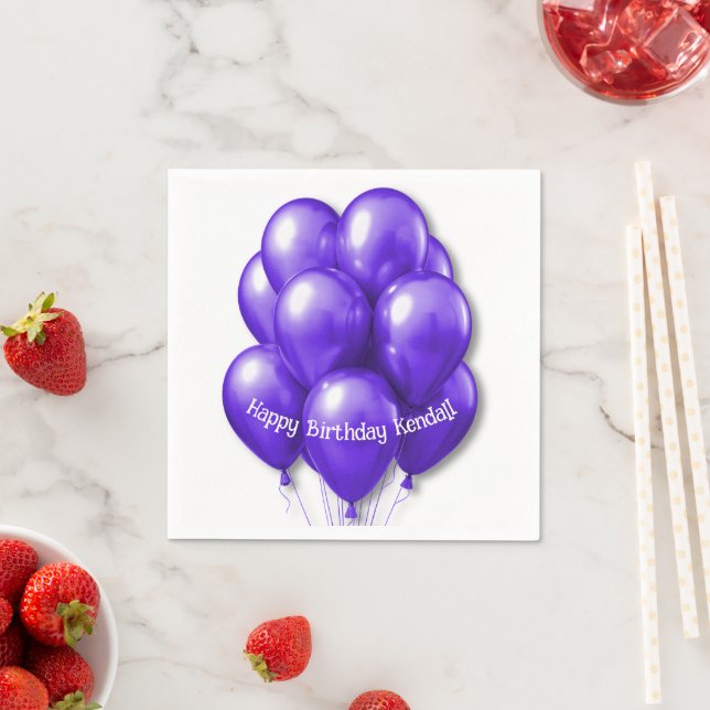 Purple Balloons Birthday Party Napkins (Insitu)