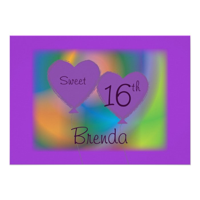 Purple Balloons Celebration Customize Personalized Announcement