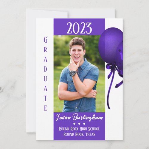 Purple Balloons Graduation Announcement