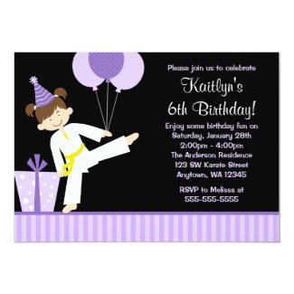 Purple Balloons Taekwondo Karate Girl Birthday Card
