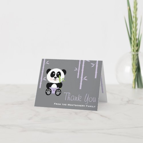 Purple Bamboo Panda Diaper Baby Shower Thank You
