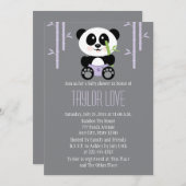Purple Bamboo Panda in Diapers Baby Shower Invitation (Front/Back)