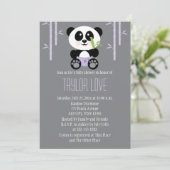 Purple Bamboo Panda in Diapers Baby Shower Invitation (Standing Front)