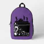 Purple band music lover chic printed backpack