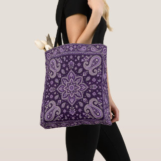Purple Bandana Paisley Tote Bag | Carryall