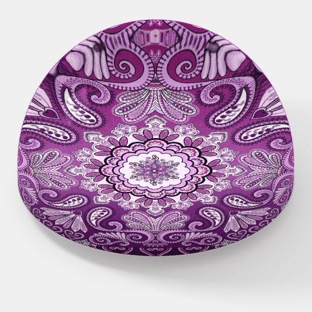 Purple Bandana Pattern Modern Country Paperweight (Angled)
