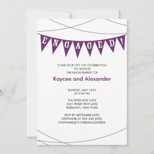 Purple Banner Engagement Invitations