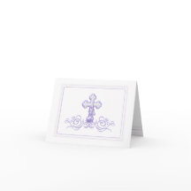 Purple Baptism First Communion Thank You Cards