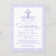 Purple Baptism Invitations