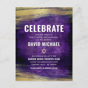 Purple Bar Mitzvah Gold Foil Bold Type Modern Enclosure Card