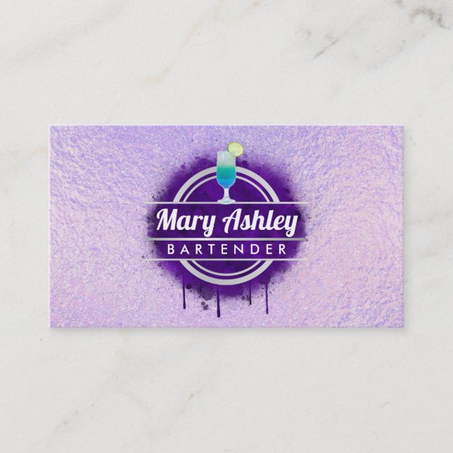 Purple Bartender business cards (Front)