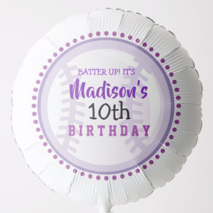 Purple BASEBALL ROUND Purple Birthday Party Balloon