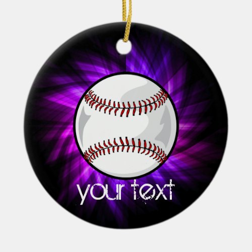 Purple Baseball Softball Ceramic Ornament