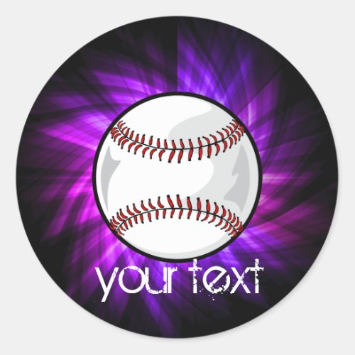 Purple Baseball Softball Classic Round Sticker