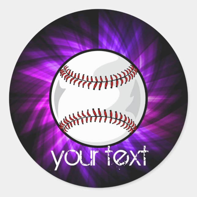 Purple Baseball; Softball Classic Round Sticker (Front)