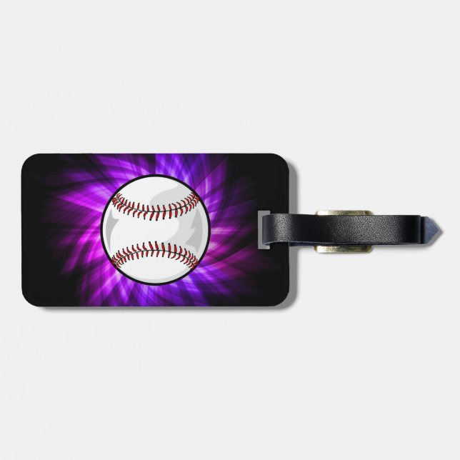 Purple Baseball; Softball Luggage Tag (Back Horizontal)