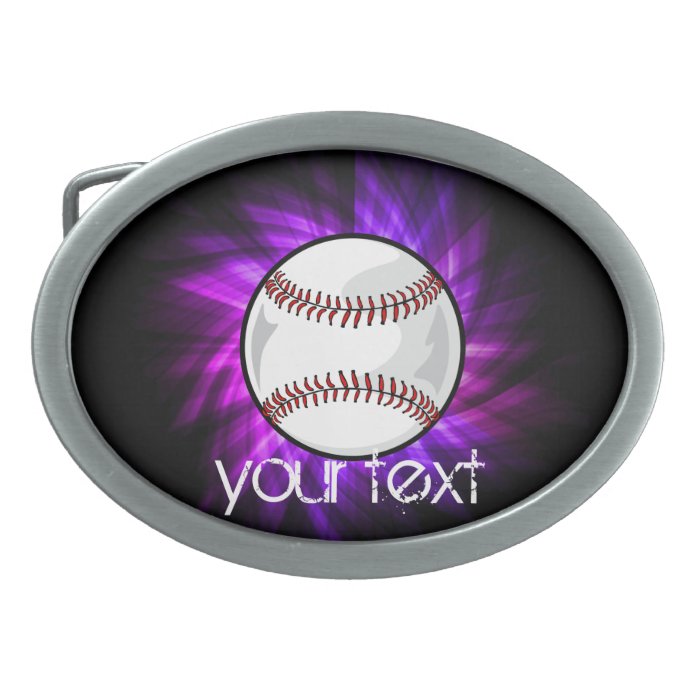 Purple Baseball; Softball Oval Belt Buckles