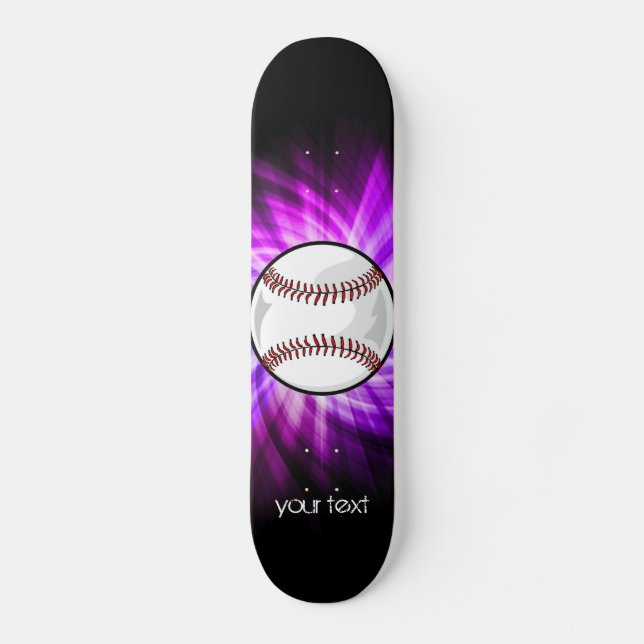 Purple Baseball; Softball Skateboard Deck (Front)