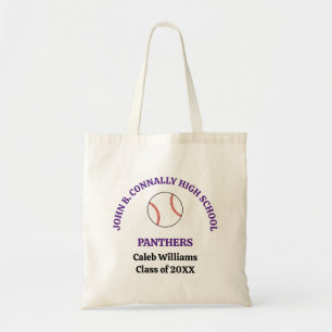 Purple Baseball Team Personalized High School Tote Bag