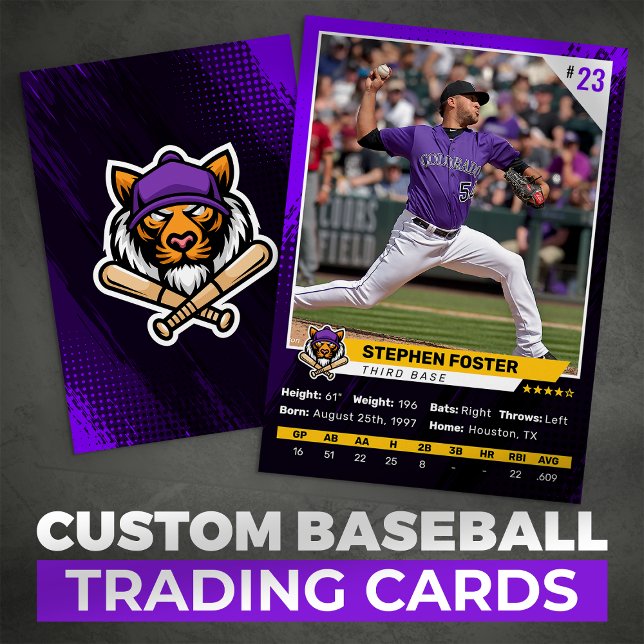 Purple Baseball Trading Card Photo Baseball Logo (Creator Uploaded)