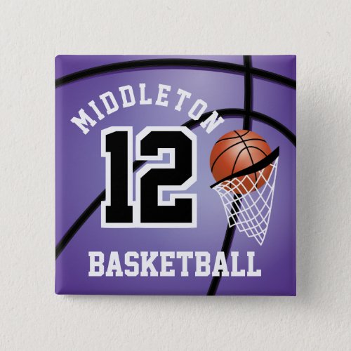 Purple Basketball  and Hoop  DIY Text Button